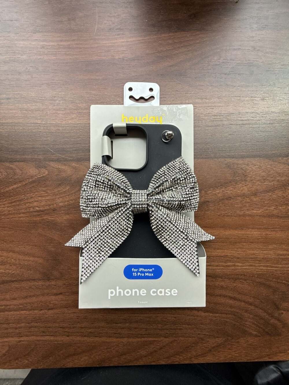 heyday iPhone 15 Pro Max Black Rhinestone Bow Phone Case